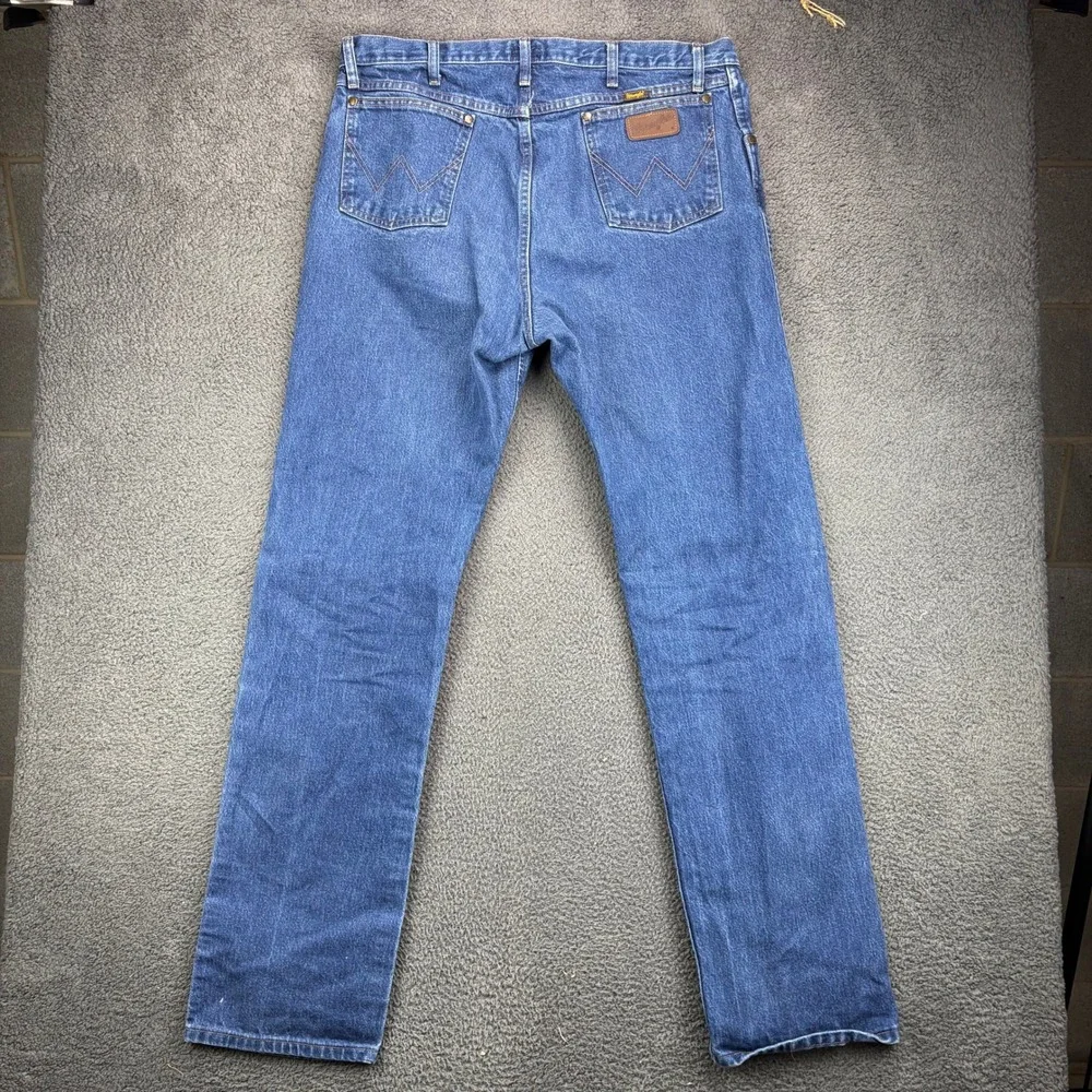 Wrangler 47MWZPW Premium Performance Regular Fit Blue Denim Jeans Mens 38x36